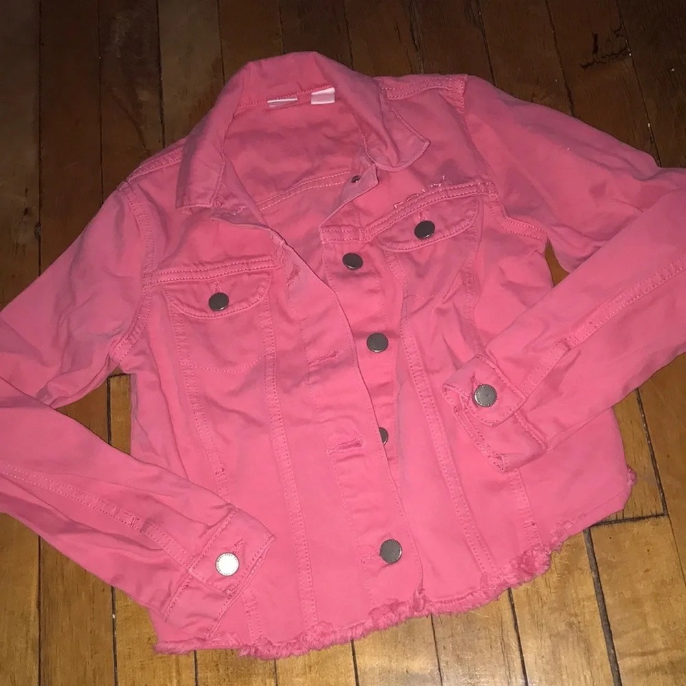 Roxy & Barbie Girls' Pink Jean Jacket with Embroidered Logo
